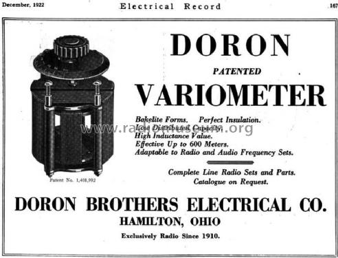 Variometer ; Doron Bros. Electric (ID = 1589447) Radio part