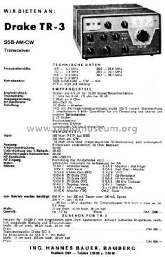 Sideband Transceiver TR-3; Drake, R.L. (ID = 427661) Amat TRX