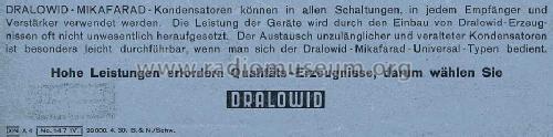 Dralowid-Mikafarad - Stabkondensator ; Dralowid-Werk (ID = 1456029) Radio part