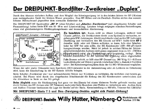 Dreipunkt-KW-Bandfilter-Zweikreiser Duplex ; Dreipunkt-Gerätebau, (ID = 2998117) Kit