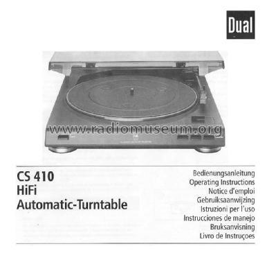 Full Automatic Turntable With Preamplifier CS 410; Dual, Gebr. (ID = 1774922) R-Player