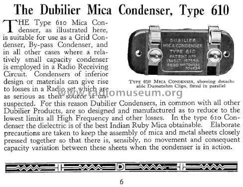 Mica Condenser 610; Dubilier Condenser (ID = 1583916) Radio part