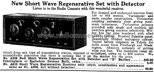 A204 Parts Set Short Wave Regenerative Receiver; Duck Co., J.J. and (ID = 960574) Kit