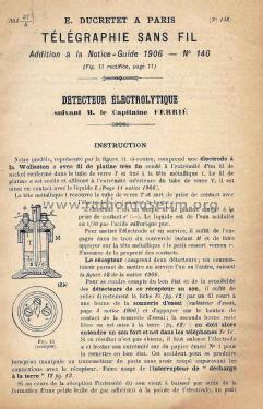 Détecteur électrolytique suivant Ferrié Electrolytic Detector; Ducretet -Thomson; (ID = 1949981) Radio part