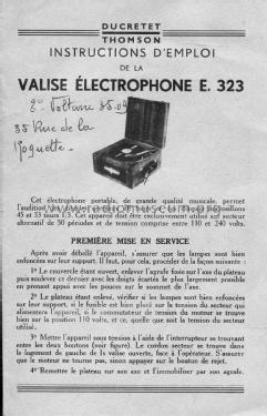 Valise Electrophone E323; Ducretet -Thomson; (ID = 3052349) R-Player