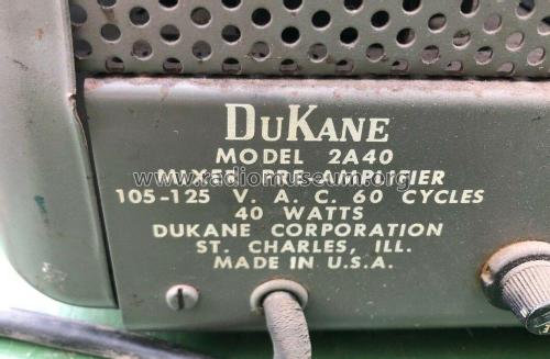 Mixer Pre-Amplifier 2A40; DuKane Corporation; (ID = 2708648) Ampl/Mixer