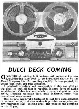 Dulci-Harting Tape Deck ; Dulci Co Ltd.,The; (ID = 2884410) Enrég.-R
