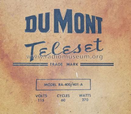 Beaumont '21' Ch= RA-400; DuMont Labs, Allen B (ID = 2695444) Televisión