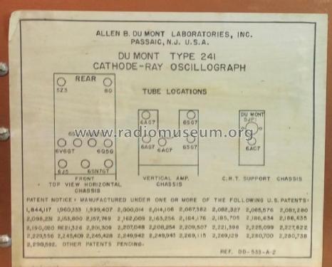 Cathode-Ray Oscillograph 241; DuMont Labs, Allen B (ID = 2175876) Ausrüstung