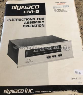 FM MPX Tuner FM-5; Dyna Co. Dynaco; (ID = 2999570) Radio