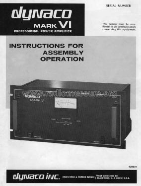 Power Amplifier Mark VI; Dyna Co. Dynaco; (ID = 1631894) Ampl/Mixer