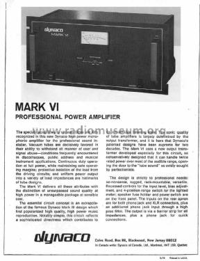 Power Amplifier Mark VI; Dyna Co. Dynaco; (ID = 1631896) Ampl/Mixer