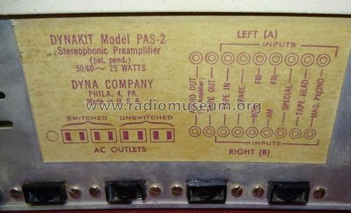 Pre-Amplifier Stereo PAS-2; Dyna Co. Dynaco; (ID = 2875520) Ampl/Mixer