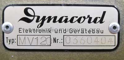 MV120 ; Dynacord W. (ID = 1023373) Ampl/Mixer