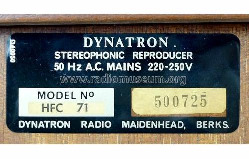 Stereophonic Reproducer HFC71; Dynatron Radio Ltd., (ID = 2930429) Radio