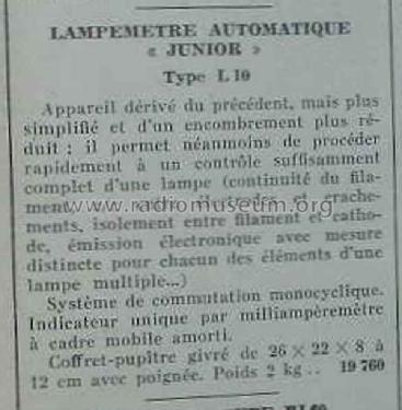 Lampemètre Automatique L10; ENB E.N.B., (ID = 1442950) Equipment