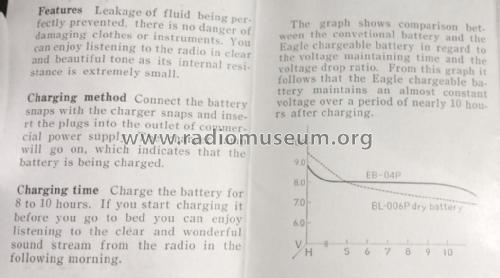 Chargeable Battery with Charger for Transistor Radio EB-04P & EC-105; Eagle Electric (ID = 1738109) Power-S