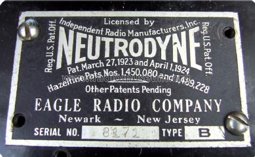 B Balanced Neutrodyne; Eagle Radio Co.; (ID = 1534942) Radio