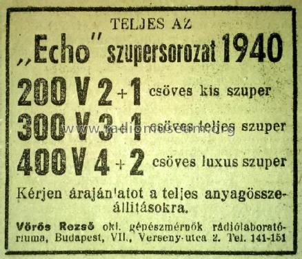 200V; Echo, Vörös Rezső (ID = 2370249) Radio