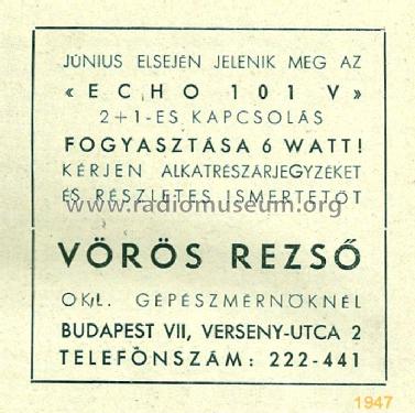 Echo 101V; Echo, Vörös Rezső (ID = 2203994) Radio