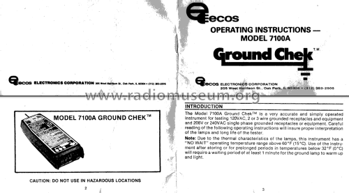 Ground Check 7100A; Ecos Electronics (ID = 2518324) Equipment