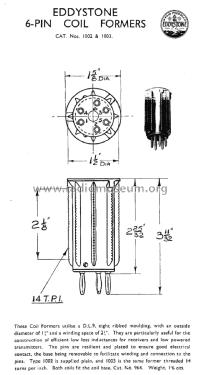 6-Pin Coil Former 538; Eddystone Brand, (ID = 3069921) Radio part