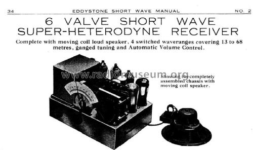 Six-Valve Shortwave Superheterodyne ; Eddystone Brand, (ID = 3044292) Kit