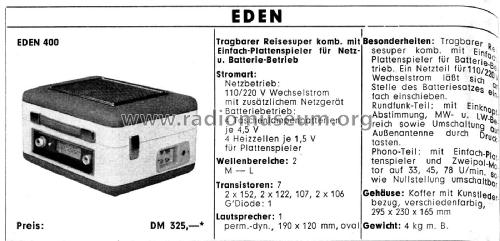 400; Eden-Électronique (ID = 2072009) Radio