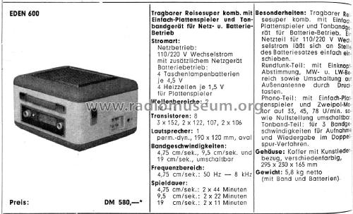 600; Eden-Électronique (ID = 2072013) Radio