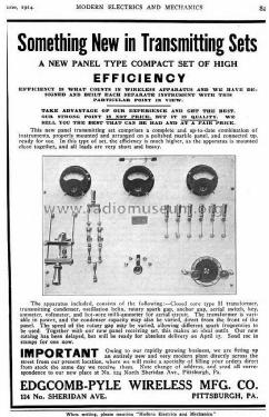 Panel Type Spark Transmitter ; Edgcomb-Pyle (ID = 1062414) Amateur-T