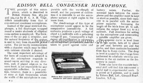 Condenser Microphone. ; Edison-Bell Ltd.; (ID = 2793938) Mikrofon/TA