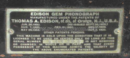 Phonograph GEM B; Edison, Thomas A., (ID = 1593182) TalkingM