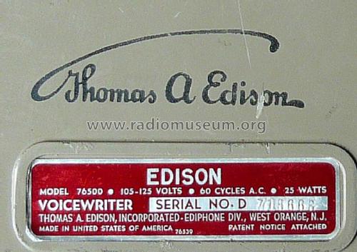 Voicewriter 76500; Edison, Thomas A., (ID = 1963942) Reg-Riprod