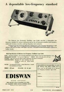 Low-Frequency Oscillator R.666; Ediswan, Edison Swan (ID = 3016474) Equipment