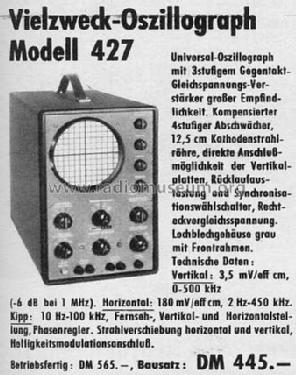 Oscilloscope 427; EICO Electronic (ID = 296021) Equipment