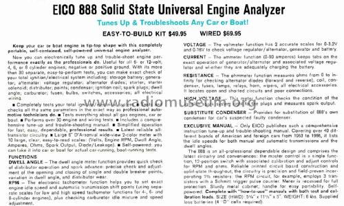 Auto Analyzer 888; EICO Electronic (ID = 3021733) Equipment