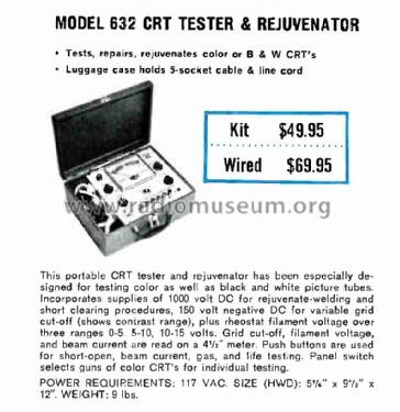 CRT Tester & Rejuvenator 632; EICO Electronic (ID = 3026220) Equipment