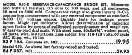 Resistance-Capacitance-Comparator-Bridge 950B; EICO Electronic (ID = 3046197) Equipment