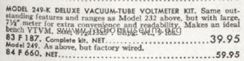 Vacuum Tube Voltmeter 249; EICO Electronic (ID = 3045745) Equipment