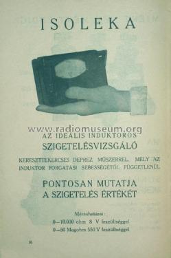 Isoleka, Megger - Kurbelinduktor Mod.1943; EKA; Budapest (ID = 1533238) Equipment