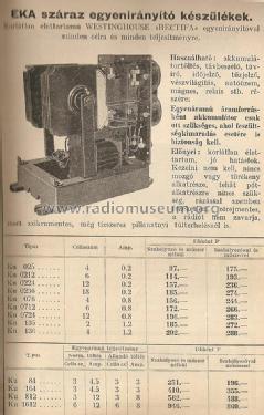 Száraz egyenirányító - Dry Rectifier Ku 84; EKA; Budapest (ID = 2269477) A-courant