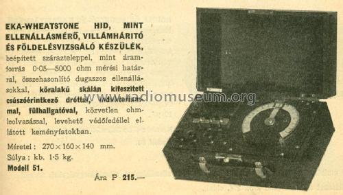 Wheatstone Bridge 51; EKA; Budapest (ID = 589582) Equipment