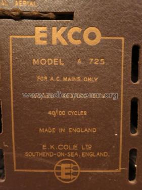 A725; Ekco, E.K.Cole Ltd.; (ID = 1390009) Radio
