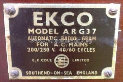 ARG37; Ekco, E.K.Cole Ltd.; (ID = 1953357) Radio