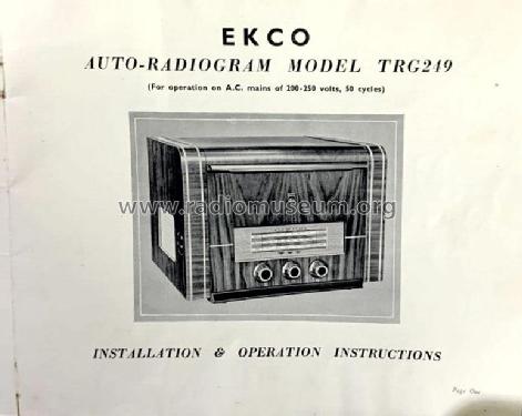 Auto-Radiogram TRG249; Ekco, E.K.Cole Ltd.; (ID = 2924242) Radio