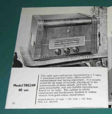 Auto-Radiogram TRG249; Ekco, E.K.Cole Ltd.; (ID = 2924243) Radio