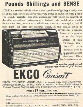 Consort U76; Ekco, E.K.Cole Ltd.; (ID = 625904) Radio