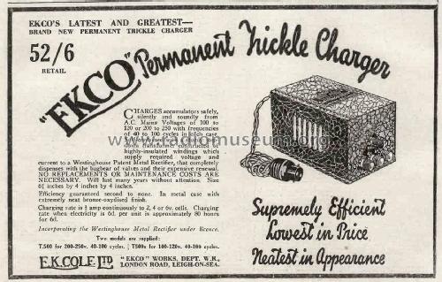 Permanent Trickle Charger T500 / T500a; Ekco, E.K.Cole Ltd.; (ID = 2700445) Power-S