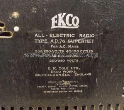 Round Ekco AD76; Ekco, E.K.Cole Ltd.; (ID = 1623659) Radio