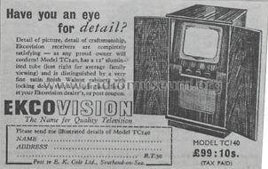 TC140; Ekco, E.K.Cole Ltd.; (ID = 1329518) Television